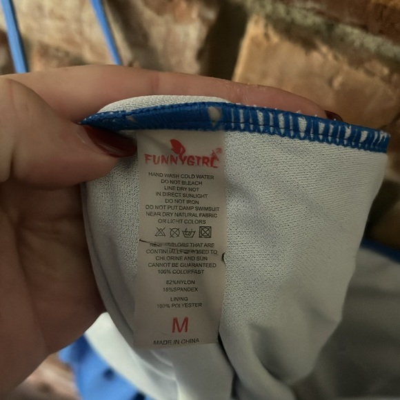 Funny Girl Royal Blue One Piece Ruffle Strapless Bathing Suit Size Medium - Picture 8 of 10